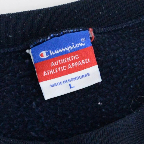 VTG Champion SMU Southern Methodist University Navy Boxy Fit Crew Neck Sweater L - Picture 5 of 11